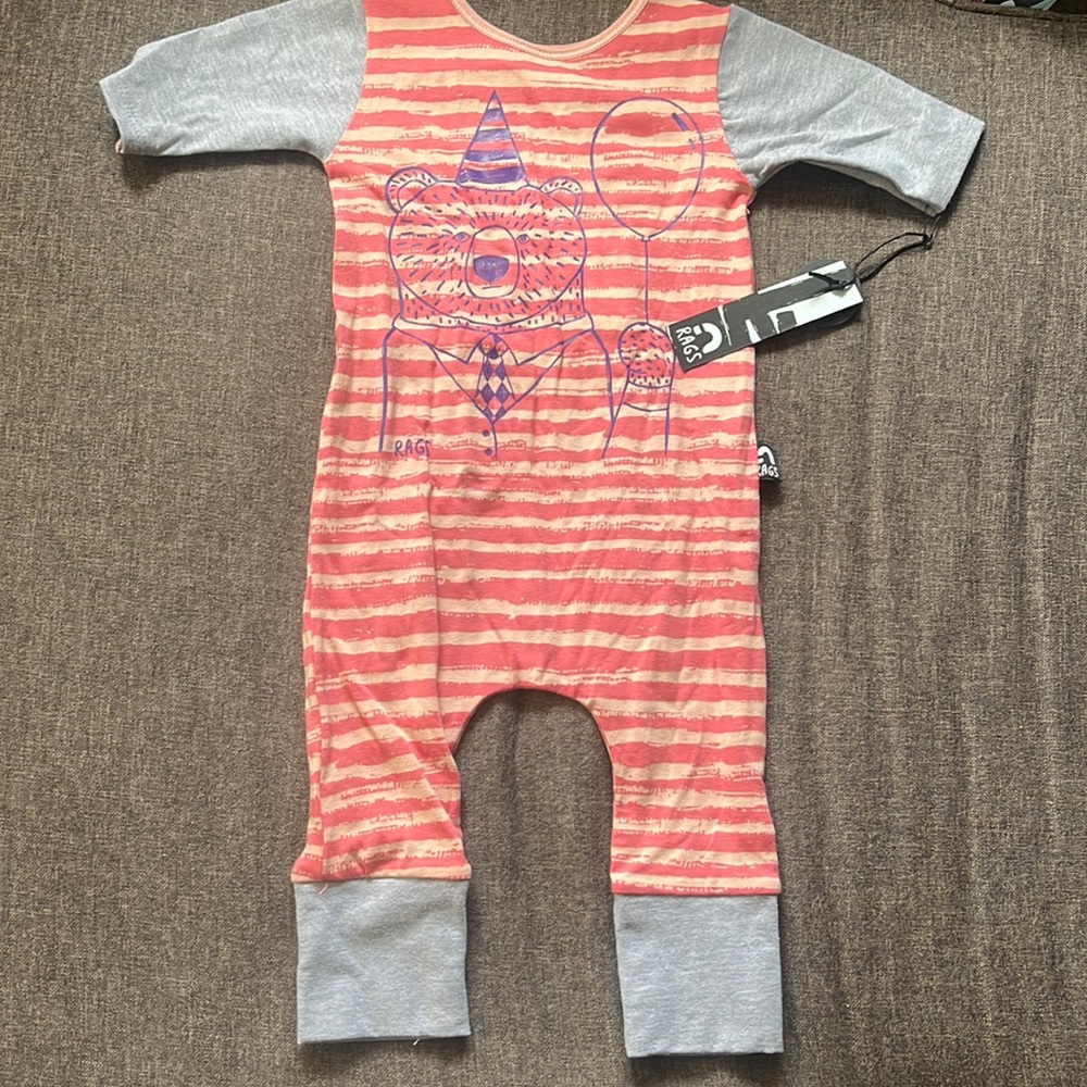 Rags Birthday Bear Romper 6-12 Months NWT